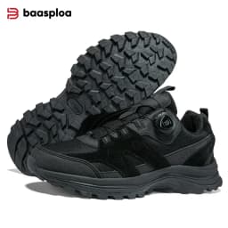 Baasploa Men Hiking Shoes Non-Slip Wear Resistant Outdoor Climbing Walking Shoes for Men Comfort Inner Cotton Outdoor Sneakers