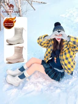 GOLDEN CAMEL Outdoor Snow Boots for Woman Winter Plus Velvet Warm Waterproof Non-slip Hiking Boots 2026 New Fashion Cotton Shoes