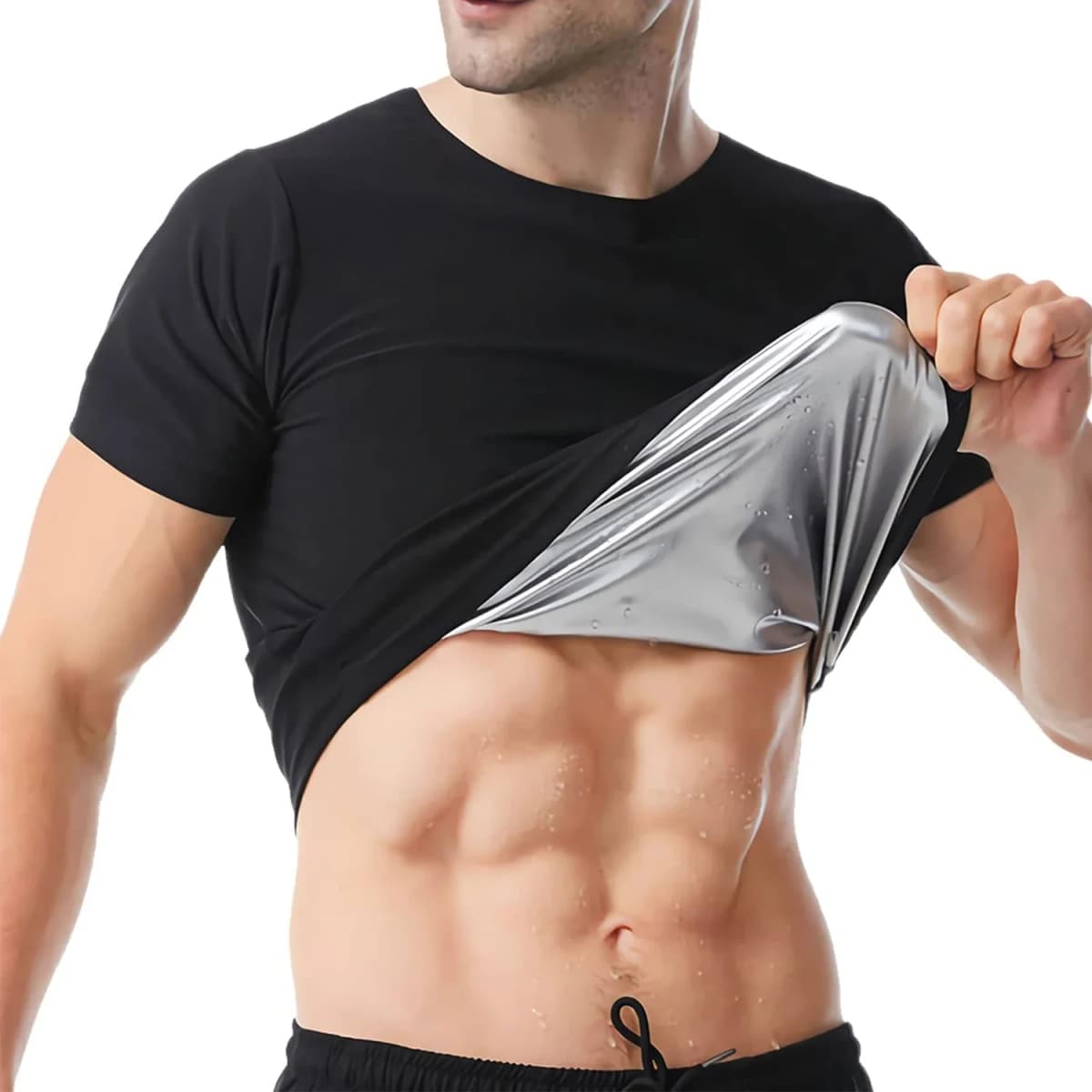 1pcs Sauna Sweat Suit Shapewear Top Short Sleeves Men Performance T-Shirt Comfortable Workout Tee Men's Body