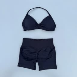 2 Pieces Yoga Gym Set Women Seamless Strappy Yoga Bra High Waist Workout Scrunch Shorts Sports Set Fitness Clothes Sportswear