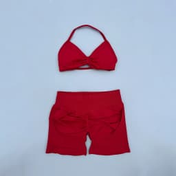 2 Pieces Yoga Gym Set Women Seamless Strappy Yoga Bra High Waist Workout Scrunch Shorts Sports Set Fitness Clothes Sportswear