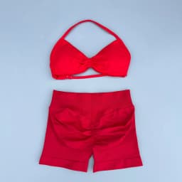 2 Pieces Yoga Gym Set Women Seamless Strappy Yoga Bra High Waist Workout Scrunch Shorts Sports Set Fitness Clothes Sportswear