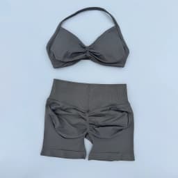 2 Pieces Yoga Gym Set Women Seamless Strappy Yoga Bra High Waist Workout Scrunch Shorts Sports Set Fitness Clothes Sportswear