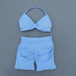 2 Pieces Yoga Gym Set Women Seamless Strappy Yoga Bra High Waist Workout Scrunch Shorts Sports Set Fitness Clothes Sportswear