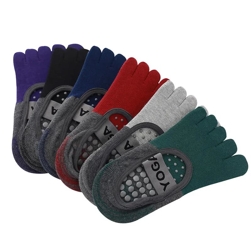 Women Breathable Yoga Socks Silicone Non Slip Five Finger Pilates Socks Cotton Backless Ladies Fitness Dance Ballet Sports Socks