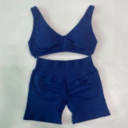 2 Pieces Seamless Yoga Set Women Scoop Backless Sports Bra V Neck Top Scrunch Shorts Yoga Suit Outfits Gym Clothes Workout Sets