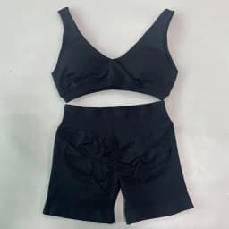 2 Pieces Seamless Yoga Set Women Scoop Backless Sports Bra V Neck Top Scrunch Shorts Yoga Suit Outfits Gym Clothes Workout Sets