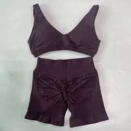 2 Pieces Seamless Yoga Set Women Scoop Backless Sports Bra V Neck Top Scrunch Shorts Yoga Suit Outfits Gym Clothes Workout Sets