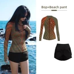 Nu-June Women Surf Suit 2 Pieces Set Rashguard Swimming Zipper Long Sleeves Surfing Shirts and Pants UV Protection Wetsuits
