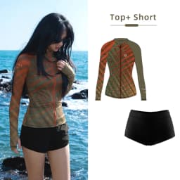 Nu-June Women Surf Suit 2 Pieces Set Rashguard Swimming Zipper Long Sleeves Surfing Shirts and Pants UV Protection Wetsuits