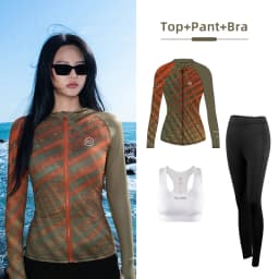 Nu-June Women Surf Suit 2 Pieces Set Rashguard Swimming Zipper Long Sleeves Surfing Shirts and Pants UV Protection Wetsuits