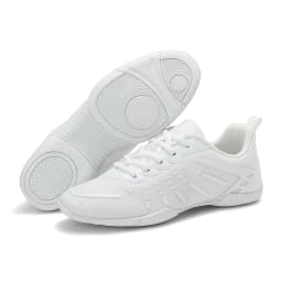 2411 Girls White Cheerleading Sneakers Mesh Upper Breathable Aerobics Shoes Non‑slip Soft Sole Youth Women Dancing Sports Shoes