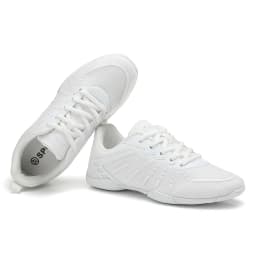 2411 Girls White Cheerleading Sneakers Mesh Upper Breathable Aerobics Shoes Non‑slip Soft Sole Youth Women Dancing Sports Shoes