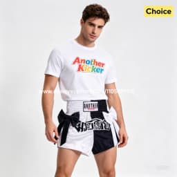 Thai Boxing Shorts Black White Fight Kickboxing Shorts Men Women Kids Muay Thai Boxing Shorts Bow Ribbons Gym MMA Training Pants