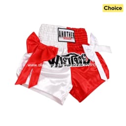 Thai Boxing Shorts Black White Fight Kickboxing Shorts Men Women Kids Muay Thai Boxing Shorts Bow Ribbons Gym MMA Training Pants