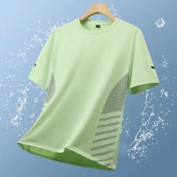 Quick Dry Running T-shirt Summer Ice Silk Thin Top Printing Short Sleeve Outdoor Breathable Round Collar Fitness Sports T-shirt