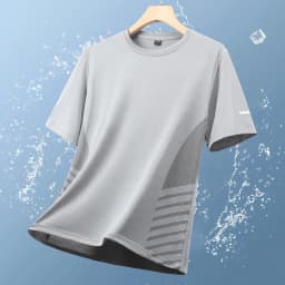 Quick Dry Running T-shirt Summer Ice Silk Thin Top Printing Short Sleeve Outdoor Breathable Round Collar Fitness Sports T-shirt