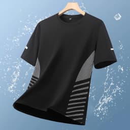 Quick Dry Running T-shirt Summer Ice Silk Thin Top Printing Short Sleeve Outdoor Breathable Round Collar Fitness Sports T-shirt