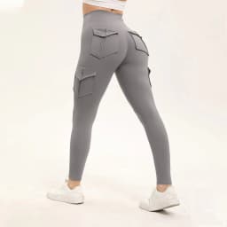 Women's Solid Color Gym Leggings High Waisted Fitness Yoga Pants Practical Pocket Stretch Outdoors Sports Cargo Styles Pants