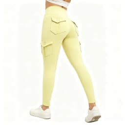 Women's Solid Color Gym Leggings High Waisted Fitness Yoga Pants Practical Pocket Stretch Outdoors Sports Cargo Styles Pants