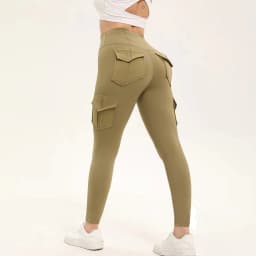 Women's Solid Color Gym Leggings High Waisted Fitness Yoga Pants Practical Pocket Stretch Outdoors Sports Cargo Styles Pants