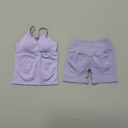 2 Pcs Sports Set Women Twist Front Longline Top Seamless Cross Waist Quick Dry Yoga Shorts Suit Gym Running Workout Fitness Sets