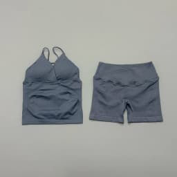 2 Pcs Sports Set Women Twist Front Longline Top Seamless Cross Waist Quick Dry Yoga Shorts Suit Gym Running Workout Fitness Sets
