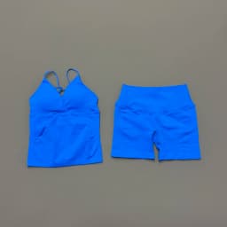 2 Pcs Sports Set Women Twist Front Longline Top Seamless Cross Waist Quick Dry Yoga Shorts Suit Gym Running Workout Fitness Sets