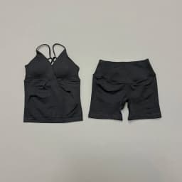 2 Pcs Sports Set Women Twist Front Longline Top Seamless Cross Waist Quick Dry Yoga Shorts Suit Gym Running Workout Fitness Sets