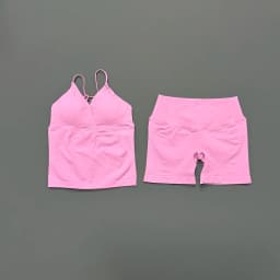 2 Pcs Sports Set Women Twist Front Longline Top Seamless Cross Waist Quick Dry Yoga Shorts Suit Gym Running Workout Fitness Sets