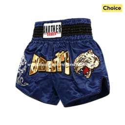Tiger Muay Thai Shorts Embroidery Boxing Shorts Satin Kickboxing Fight Wear Men Women Kids MMA Training Competition Pants Blue