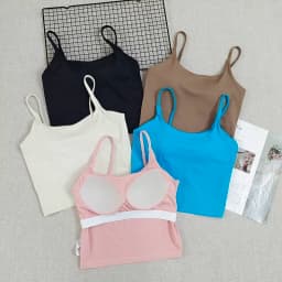 Women's U-Neck Spaghetti Strap Strappy Back Sports Bra Fixed Cups Quick Dry Naked Feel for Yoga Gym