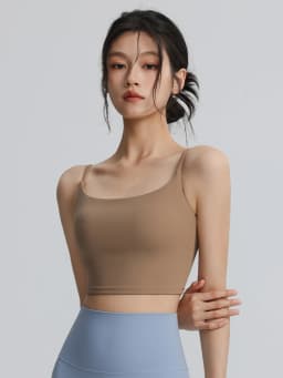 Women's U-Neck Spaghetti Strap Strappy Back Sports Bra Fixed Cups Quick Dry Naked Feel for Yoga Gym