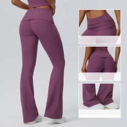 Women Pleated High-Waisted Yoga Pants Butt Lifting Skinny With A Wide-leg Design Flared Leggings for Running Fitness Yoga Pants