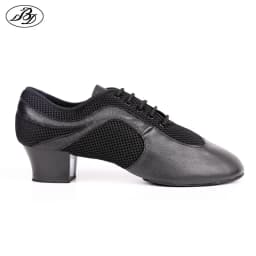 Men Latin Dance Shoes Genuine Leather Elastic Mesh BD 468 Split Sole Dancing Shoes Standard Dance Salsa