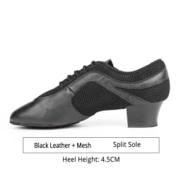 Men Latin Dance Shoes Genuine Leather Elastic Mesh BD 468 Split Sole Dancing Shoes Standard Dance Salsa