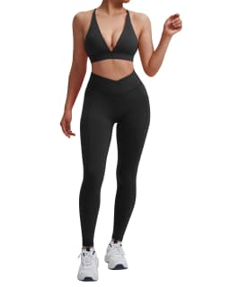 2 Piece Fitness Sets for Women Padded Push Up Sports Bra Booty Leggings with Pockets Yoga Gym Outfits Workout Sets Female