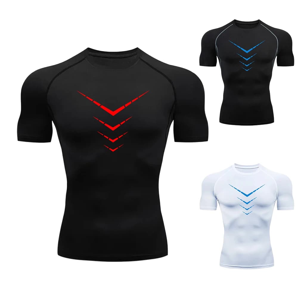 Men Compression Shirt Quick Dry Sports Tee Short Sleeve Gym Running Workout Fitness Athletic Base Layer Top