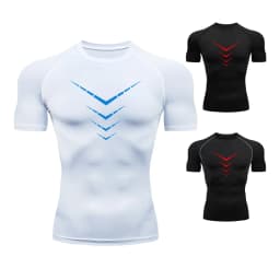 Men Compression Shirt Quick Dry Sports Tee Short Sleeve Gym Running Workout Fitness Athletic Base Layer Top