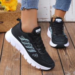 The Most Popular Women's Outdoor Sports Sneakers with Striped Front Lace and Super Soft Soles