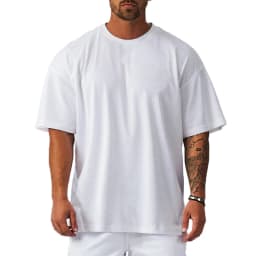 Men's Athletic Mesh Quick Dry Running T Shirt Short Sleeve Crew Neck Loose Oversized Fit Dropped Shoulders Workout Training Tops