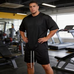 Men's Athletic Mesh Quick Dry Running T Shirt Short Sleeve Crew Neck Loose Oversized Fit Dropped Shoulders Workout Training Tops