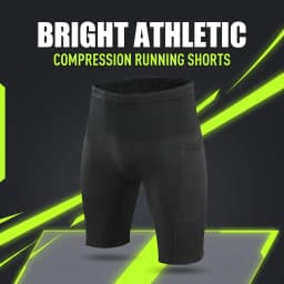 Men's High Waist Compression Running Shorts Quick Dry Breathable Gym Workout Marathon Shorts with Pockets