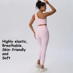 Women's Sports Clothing Sets Elegant Ballet Pink One-shoulder Lace Women's Tracksuit Beauty Back Sexy Fitness Yoga Clothing