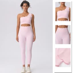 Women's Sports Clothing Sets Elegant Ballet Pink One-shoulder Lace Women's Tracksuit Beauty Back Sexy Fitness Yoga Clothing