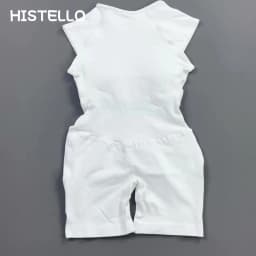 HISTELLO Impact Short Sleeve One Piece Women Backless Yoga Bodysuit Soft Stretch Butt Lift Gym Workout Athletic Romper