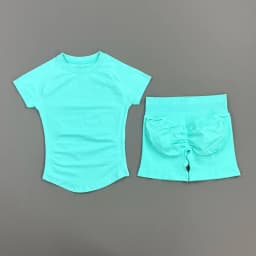 HISTELLO Impact Shorts Set 2 Pieces Women Soprts Short Sleeve Top Seamless Yoga Leggings Fitness Sets Running Workout Gym Suit