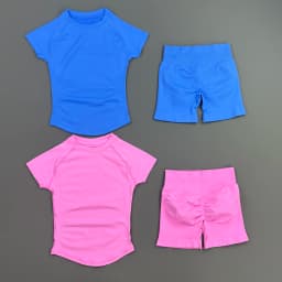 HISTELLO Impact Shorts Set 2 Pieces Women Soprts Short Sleeve Top Seamless Yoga Leggings Fitness Sets Running Workout Gym Suit