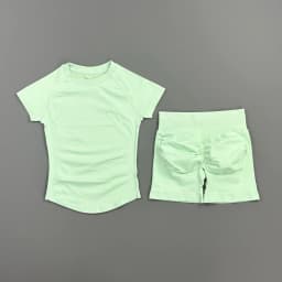 HISTELLO Impact Shorts Set 2 Pieces Women Soprts Short Sleeve Top Seamless Yoga Leggings Fitness Sets Running Workout Gym Suit