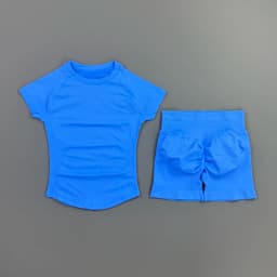 HISTELLO Impact Shorts Set 2 Pieces Women Soprts Short Sleeve Top Seamless Yoga Leggings Fitness Sets Running Workout Gym Suit